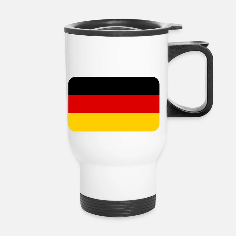GERMANY FLAG round corner 400 dpi - Thermobecher mit Tragegriff - Weiß