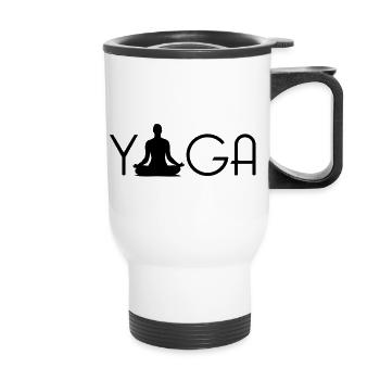 yoga_logo_1___f1 - Thermobecher mit Tragegriff - Weiß - Vorne