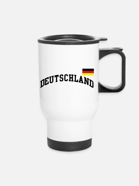 Deutschland Flagge - Germany-BRD-Fussball-soccer - Thermobecher mit Tragegriff - Weiß