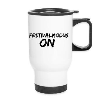 festivalmodus ON - Thermobecher mit Tragegriff - Weiß - Vorne