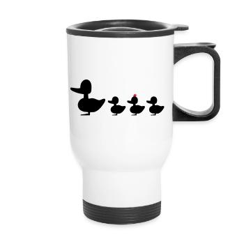 Duck family with punk revolutionaries duck - Thermal mug with handle - white - Front