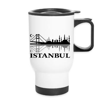 Istanbul Skyline. Türkei istanbul - Thermobecher mit Tragegriff - Weiß - Vorne