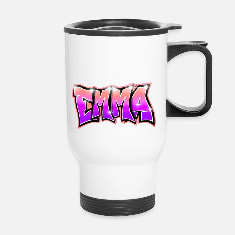 Graffiti Tag Name EMMA Pink - Tasse isotherme avec poignée - blanc