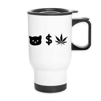 CHAT ARGENT MAUVAISES HERBES - Tasse isotherme avec poignée - blanc - Devant