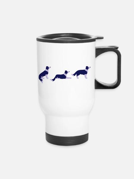Sitz Platz Steh Border Collie Vektor - Tasse isotherme avec poignée - blanc