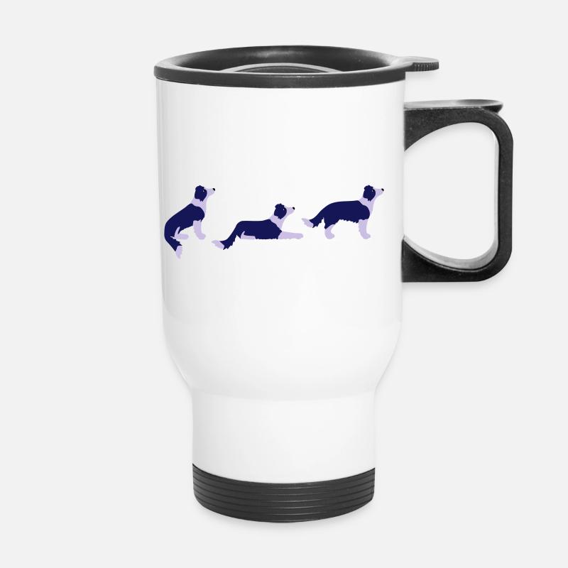 Sitz Platz Steh Border Collie Vektor - Tasse isotherme avec poignée - blanc