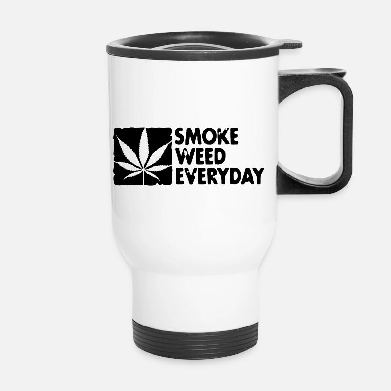 smoke weed everyday boxed - Thermal mug with handle - white