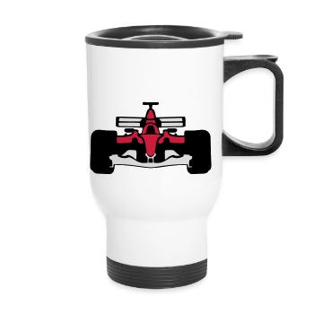 formule 1 voiture course 1072 - Tasse isotherme avec poignée - blanc - Devant