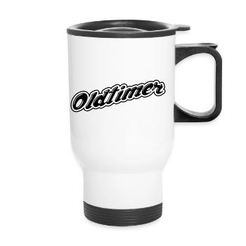 Oldtimer - Thermobecher mit Tragegriff - Weiß - Vorne