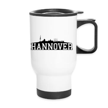 Hannover // Skyline // Silhouette // Skylineshirt - Thermobecher mit Tragegriff - Weiß - Vorne
