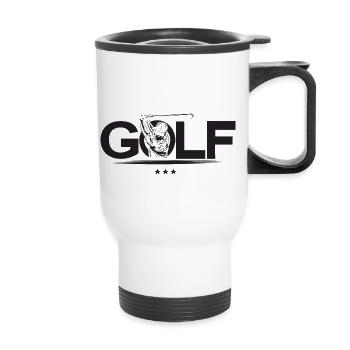 Golf Logo Crossgolf Outdoor Sport Golfer Spieler - Thermobecher mit Tragegriff - Weiß - Vorne
