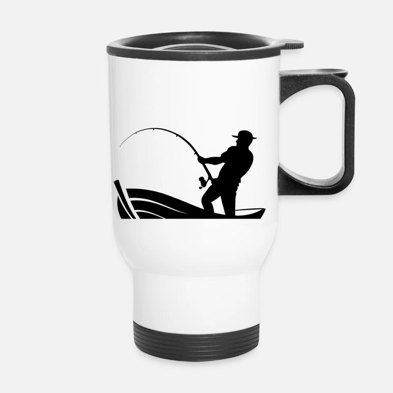 Pêcheur dans le bateau - Tasse isotherme avec poignée - blanc