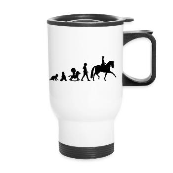 svg Evolution Dressur Reiter - Thermobecher mit Tragegriff - Weiß - Vorne