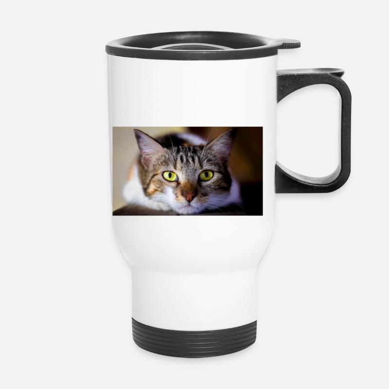 Die Katze mit dem süßen Look - Thermobecher mit Tragegriff - Weiß