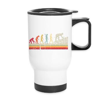 Roofer Human Evolution Retro Vintage Construction - Thermal mug with handle - white - Front