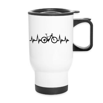 mountain biking, cycling, cycling, - Thermal mug with handle - white - Front