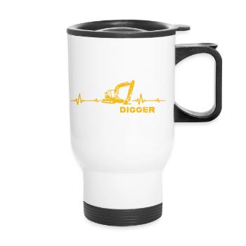 Excavator Excavator Driver "Digger" Excavator Shovel - Thermal mug with handle - white - Front