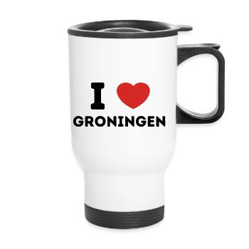 Ich liebe Groningen, Niederlande - Thermobecher mit Tragegriff - Weiß - Vorne