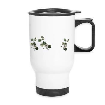 Numéro 100 floral vert - 100e anniversaire floral - Tasse isotherme avec poignée - blanc - Devant