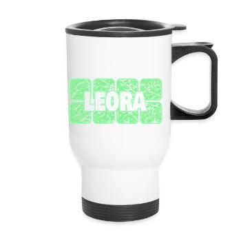 First name Leora - Thermal mug with handle - white - Front