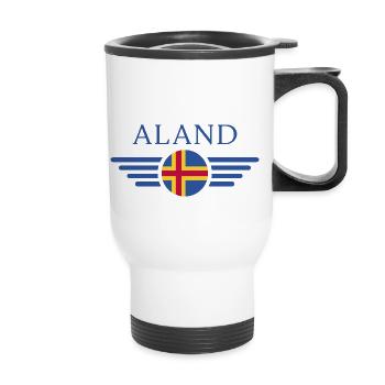 Ich liebe Åland, Eleganz Stil Design T-Shirt - Thermobecher mit Tragegriff - Weiß - Vorne