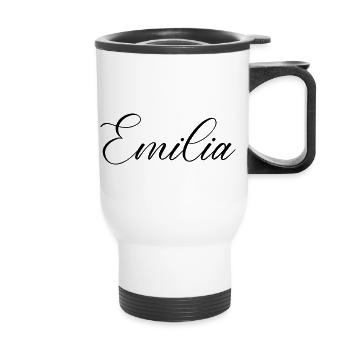 Nom Emilia - Tasse isotherme avec poignée - blanc - Devant