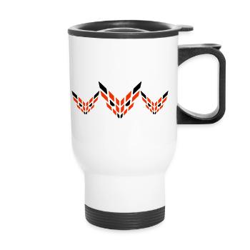 3 Füchse Abstraktes Logo Böser Blick Freunde Team - Thermobecher mit Tragegriff - Weiß - Vorne