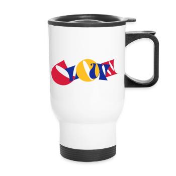 Clown Lettres colorées Texte Logo Drôle Drôle - Tasse isotherme avec poignée - blanc - Devant