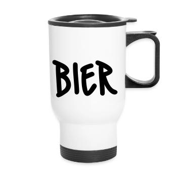 Bier - Thermobecher mit Tragegriff - Weiß - Vorne