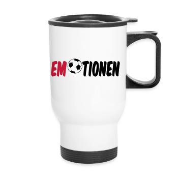 Emotionen (Fußball) Geschenk - Thermobecher mit Tragegriff - Weiß - Vorne