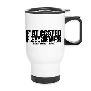 FLAT COATED RETRIEVER born to retrieve Wilsigns - Thermal mug with handle - white - Front