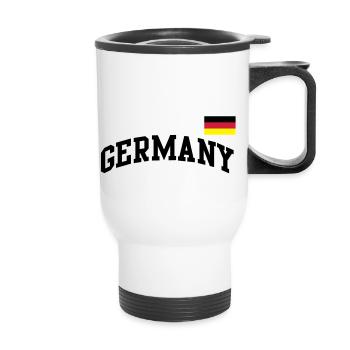 Deutschland Flagge - Germany-BRD-Fahne-Flagge - Thermobecher mit Tragegriff - Weiß - Vorne
