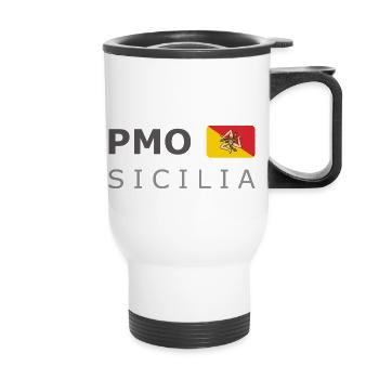 PMO SICILIA dark-lettered 400 dpi - Thermobecher mit Tragegriff - Weiß - Vorne