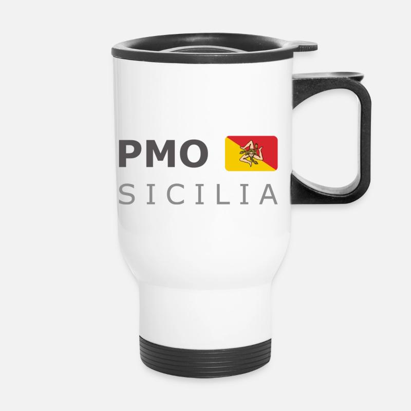 PMO SICILIA dark-lettered 400 dpi - Tasse isotherme avec poignée - blanc