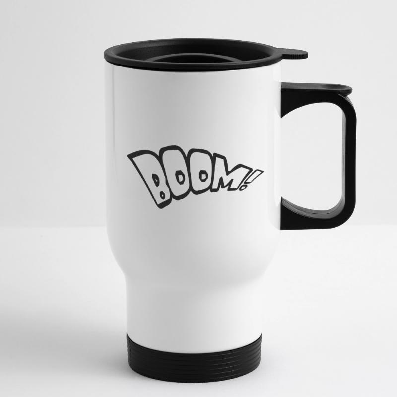 boom text fire hot tnt dynamite explode expl Thermal mug with handle