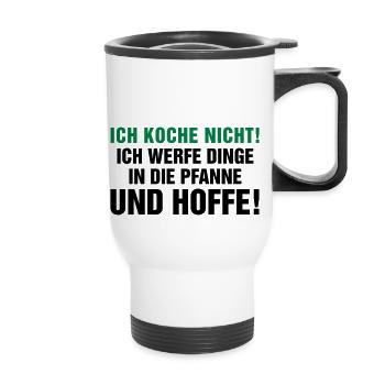 kochen Küche braten grillen Pfanne Topf Kitchen - Thermobecher mit Tragegriff - Weiß - Vorne