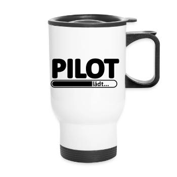 Pilot // Pilotin // Flugzeug // reisen // Flieger - Thermobecher mit Tragegriff - Weiß - Vorne