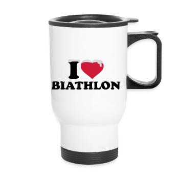 I love Biathlon - Tasse isotherme avec poignée - blanc - Devant