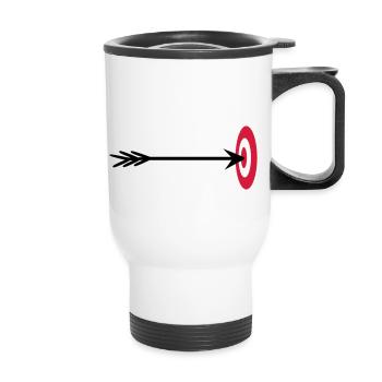 archery target center hit arrow bo - Thermal mug with handle - white - Front