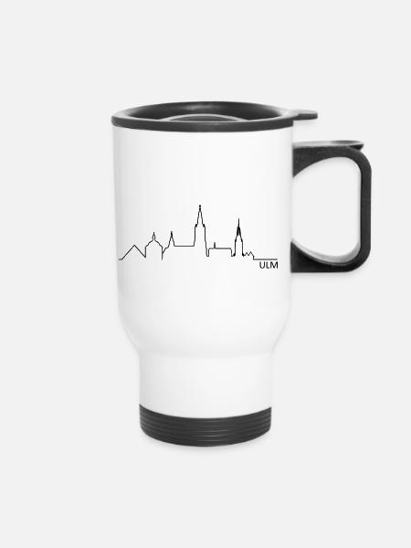 Skyline Ulm Silhouette - Thermobecher mit Tragegriff - Weiß