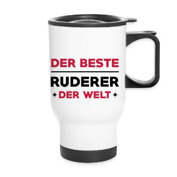 Rudern / Ruderer / Ruderin / Rudergerät / Boot - Thermobecher mit Tragegriff - Weiß - Vorne