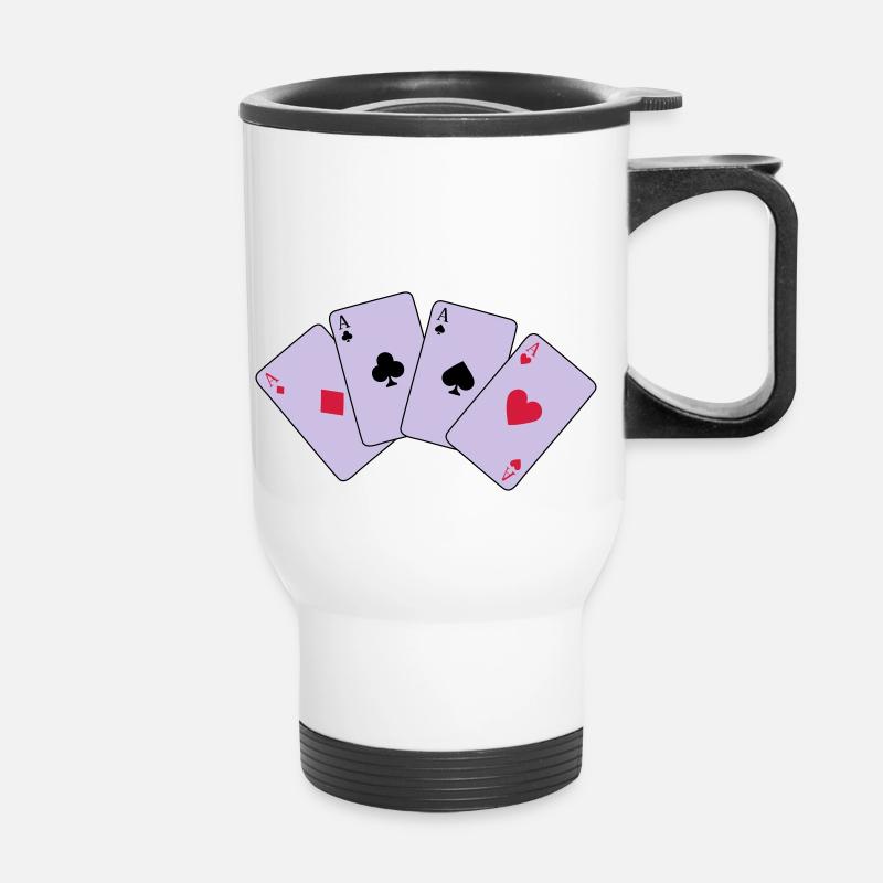 Card Game, Poker, Ace - Thermal mug with handle - white