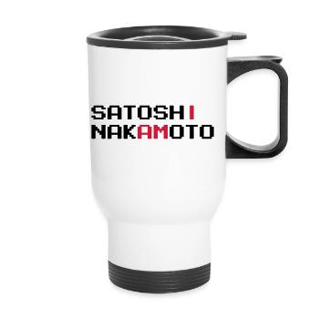 Ich bin Satoshi Nakamoto - Thermobecher mit Tragegriff - Weiß - Vorne