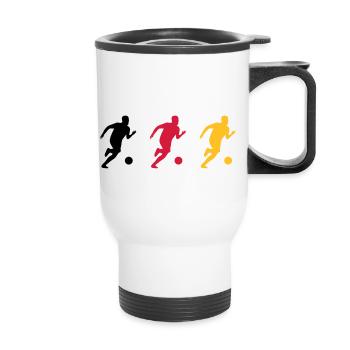 Fußball Fußballer Fußballspiel Deutschlandfahne - Thermobecher mit Tragegriff - Weiß - Vorne