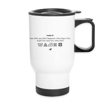 Nom des matériaux et des symboles de lavage - Tasse isotherme avec poignée - blanc - Devant