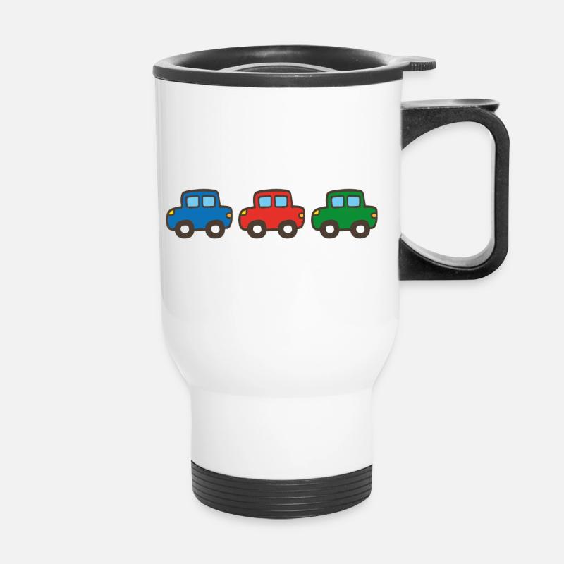 Trois voitures - Tasse isotherme avec poignée - blanc