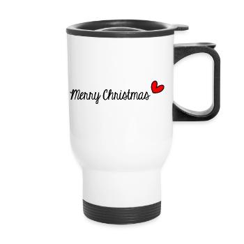 MERRY CHRISTMAS. CHRISTMAS. MERRY CHRISTMAS. NEW YEAR’S DAY. - Thermal mug with handle - white - Front