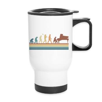 Evolution of man Piano Musician Retro Vintage - Thermobecher mit Tragegriff - Weiß - Vorne