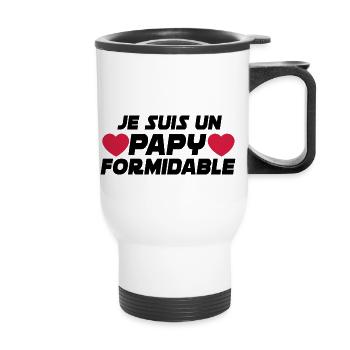papy formidable / humour grand-père - Tasse isotherme avec poignée - blanc - Devant