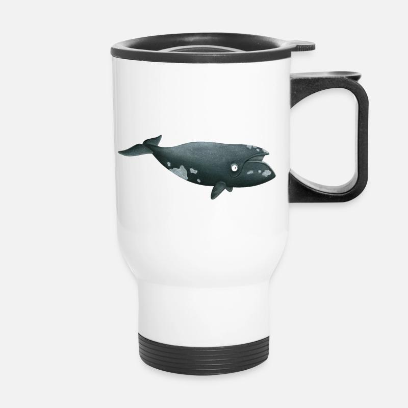 right whale - Thermal mug with handle - white